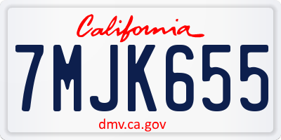 CA license plate 7MJK655
