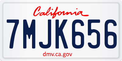 CA license plate 7MJK656