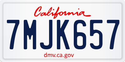 CA license plate 7MJK657