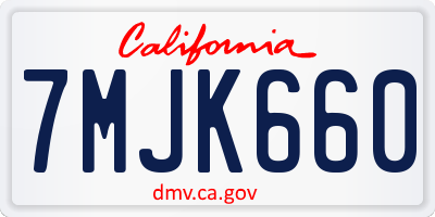 CA license plate 7MJK660