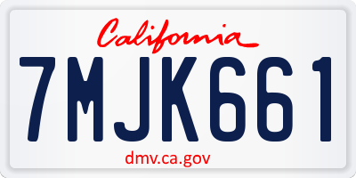 CA license plate 7MJK661