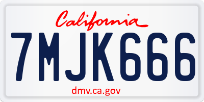 CA license plate 7MJK666