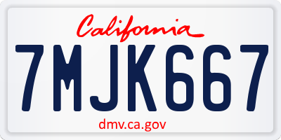 CA license plate 7MJK667