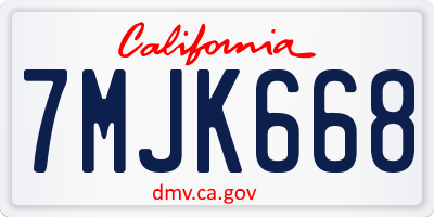 CA license plate 7MJK668