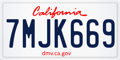 CA license plate 7MJK669