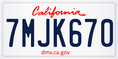 CA license plate 7MJK670