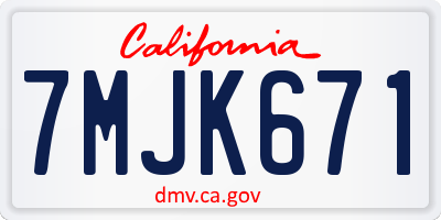 CA license plate 7MJK671