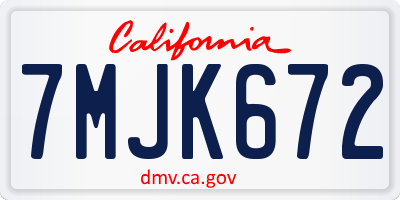 CA license plate 7MJK672