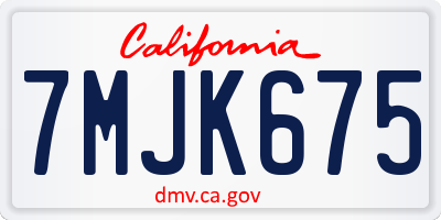 CA license plate 7MJK675