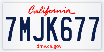 CA license plate 7MJK677