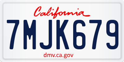 CA license plate 7MJK679