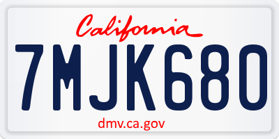 CA license plate 7MJK680