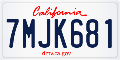 CA license plate 7MJK681