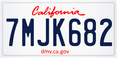 CA license plate 7MJK682