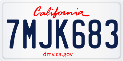 CA license plate 7MJK683