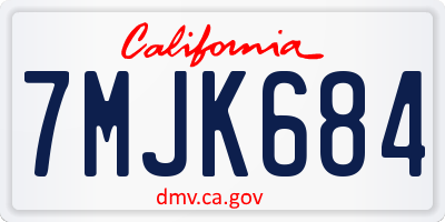 CA license plate 7MJK684