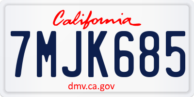 CA license plate 7MJK685