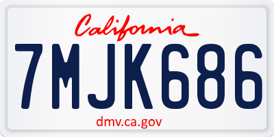 CA license plate 7MJK686