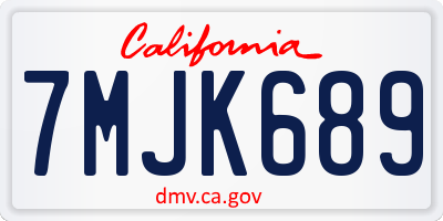 CA license plate 7MJK689