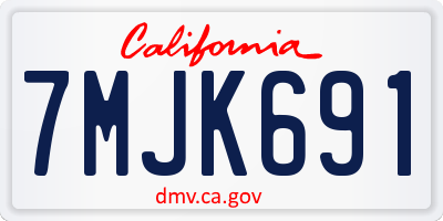 CA license plate 7MJK691