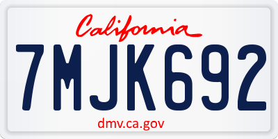 CA license plate 7MJK692