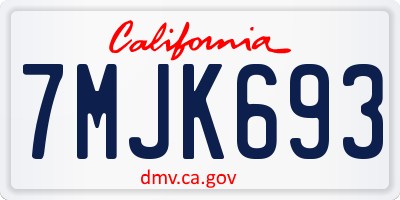 CA license plate 7MJK693