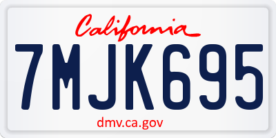 CA license plate 7MJK695