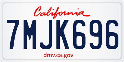CA license plate 7MJK696