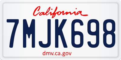 CA license plate 7MJK698