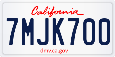 CA license plate 7MJK700