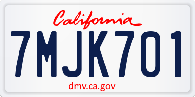 CA license plate 7MJK701