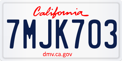 CA license plate 7MJK703