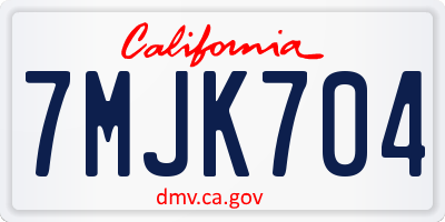 CA license plate 7MJK704