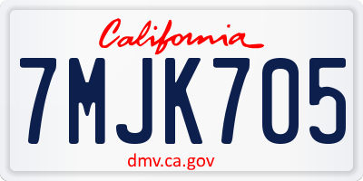 CA license plate 7MJK705