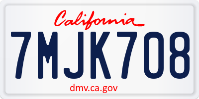 CA license plate 7MJK708