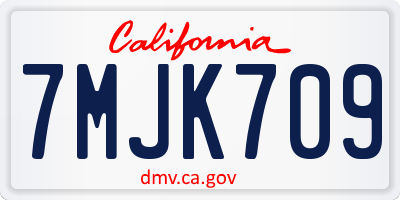 CA license plate 7MJK709