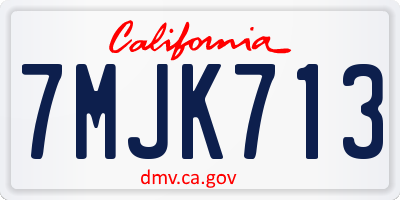 CA license plate 7MJK713