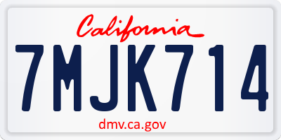 CA license plate 7MJK714