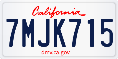 CA license plate 7MJK715