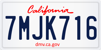 CA license plate 7MJK716
