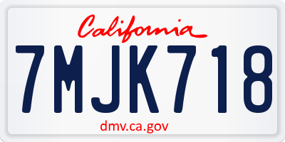 CA license plate 7MJK718