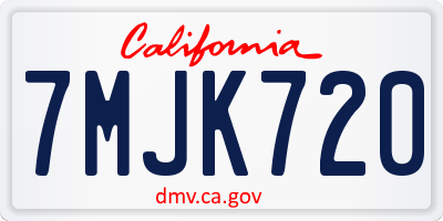 CA license plate 7MJK720