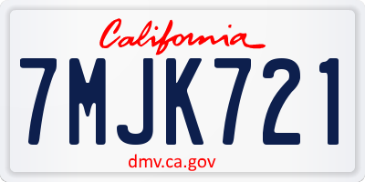 CA license plate 7MJK721