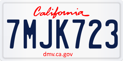 CA license plate 7MJK723