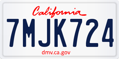 CA license plate 7MJK724