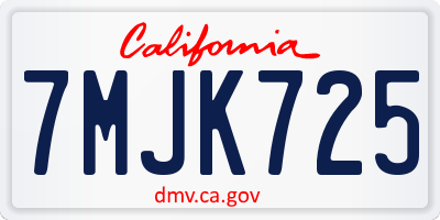 CA license plate 7MJK725