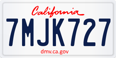 CA license plate 7MJK727
