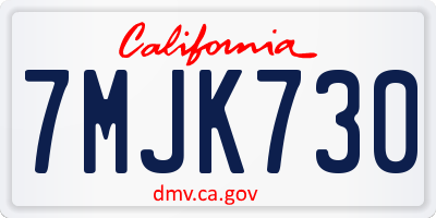 CA license plate 7MJK730