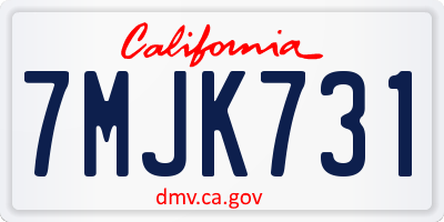 CA license plate 7MJK731