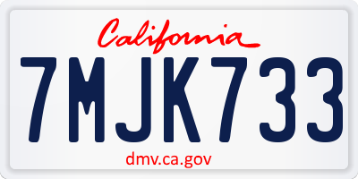 CA license plate 7MJK733